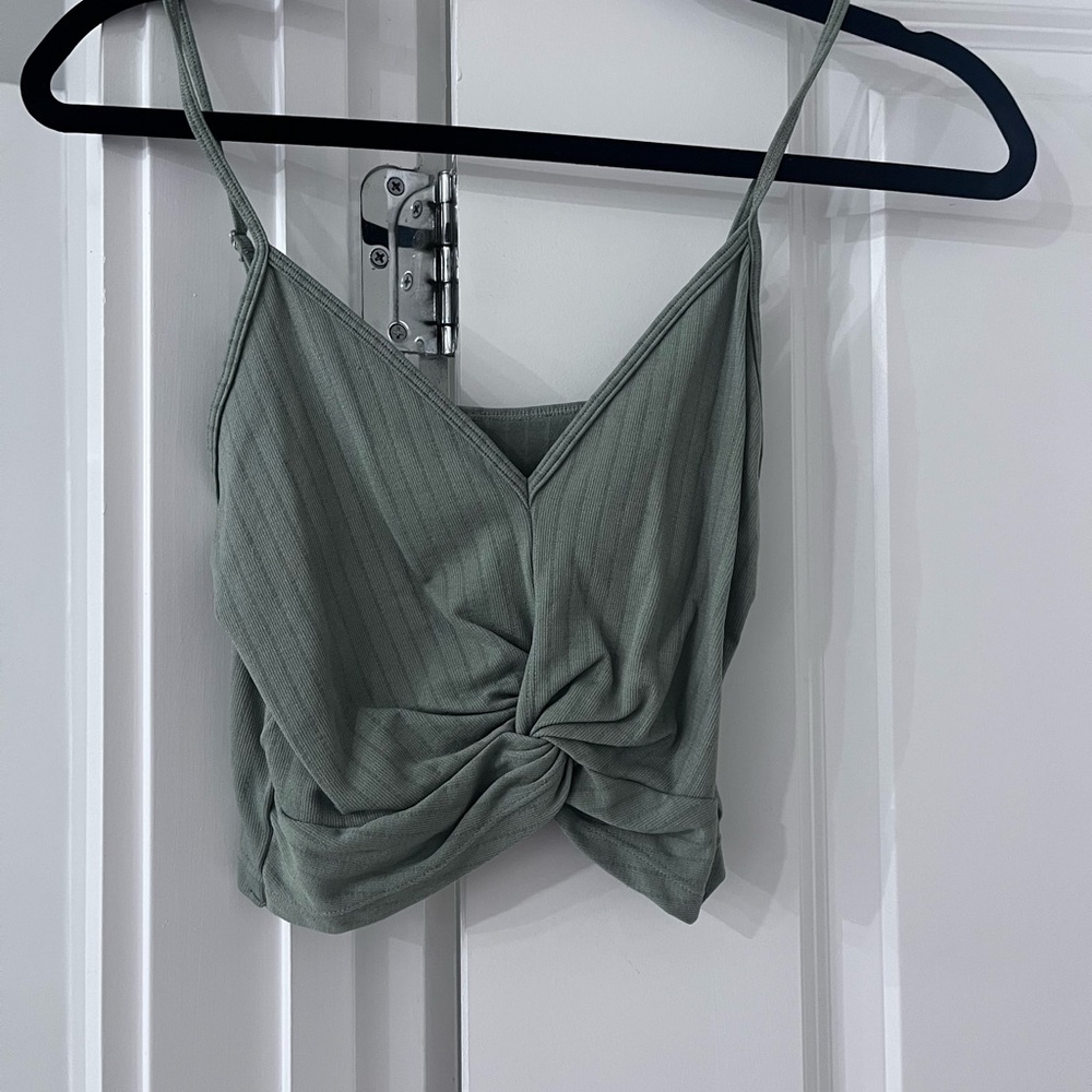 🛍️ Twist Front Ribbed Tank Top - Green